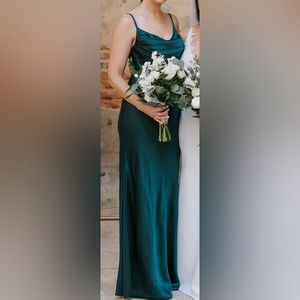 Revelry Skye Satin Dress Emerald